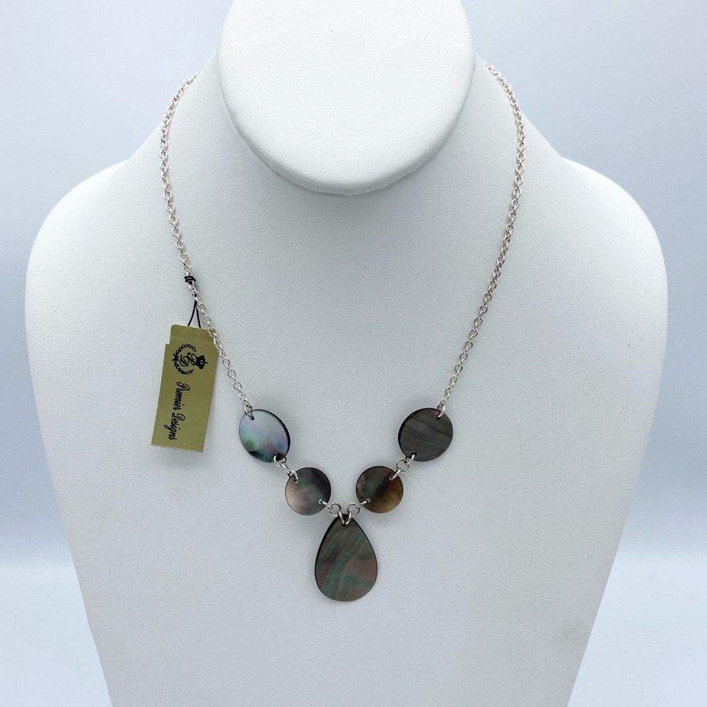 NEW Premier Designs Tahiti Mother of Pearl Silver Plated Boho Chic Necklace